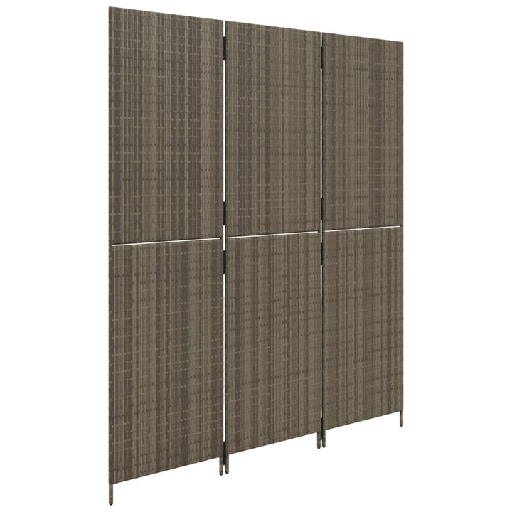 rumdeler 3 paneler polyrattan grå