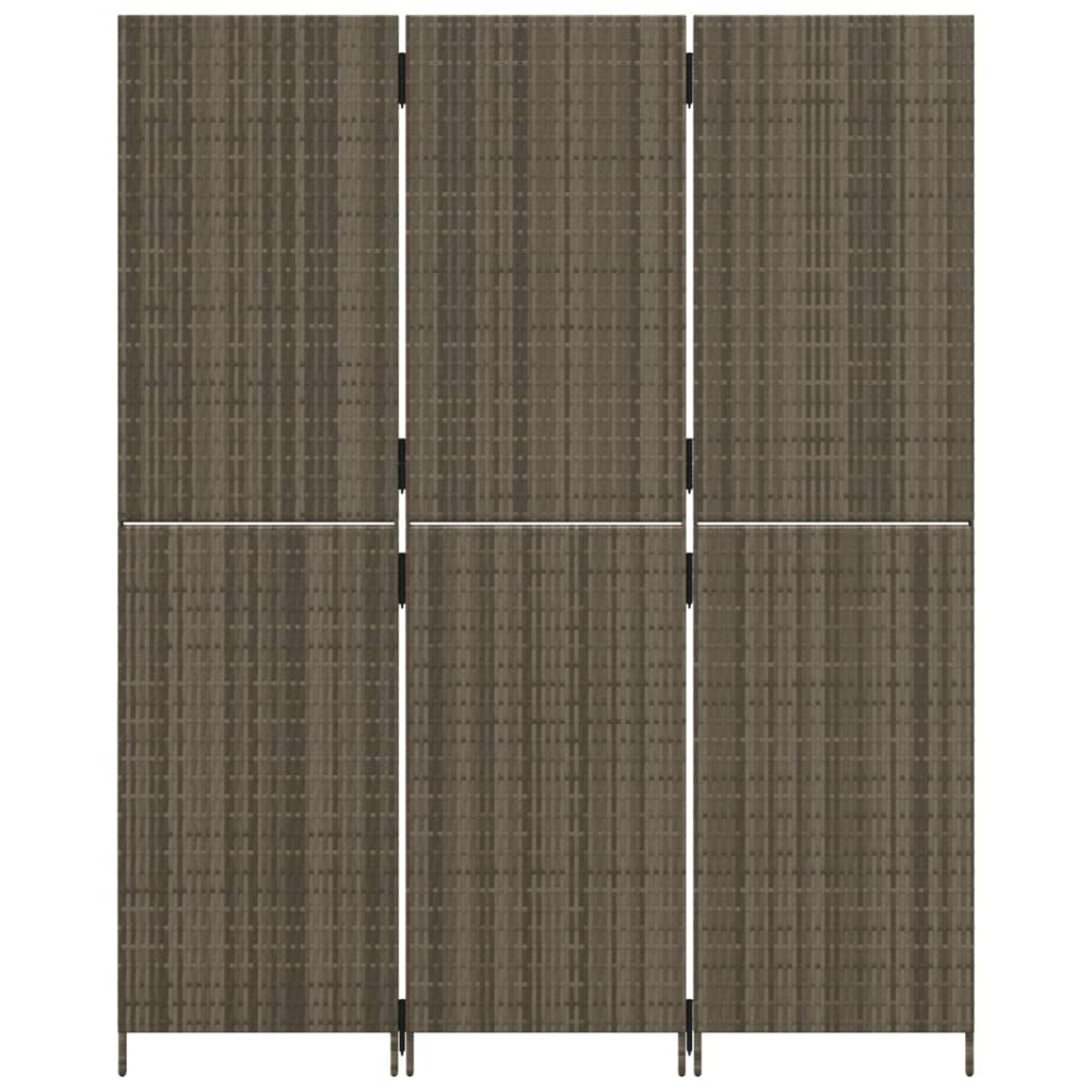 rumdeler 3 paneler polyrattan grå