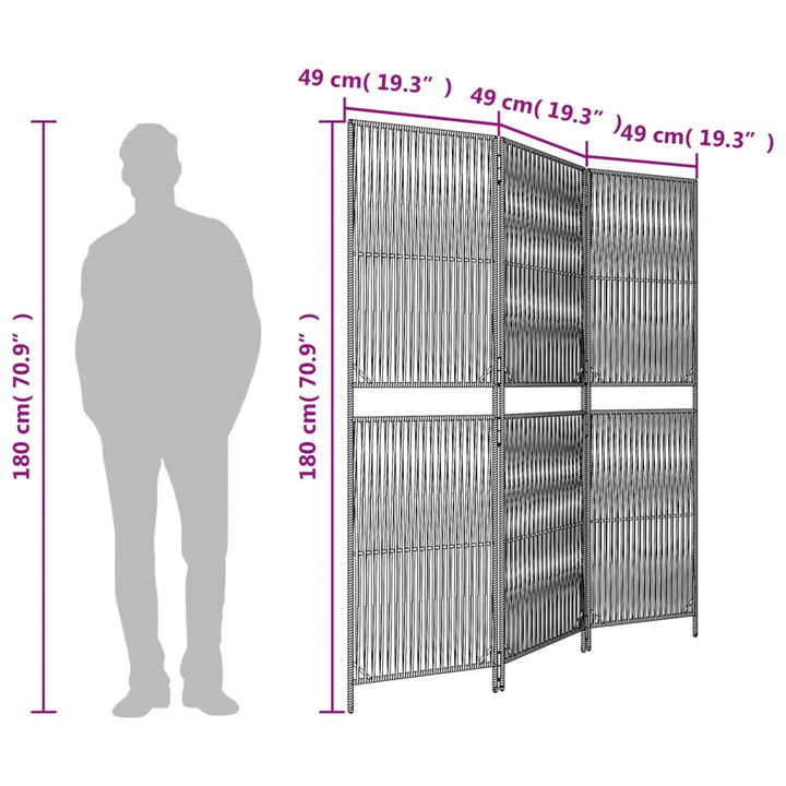 rumdeler 3 paneler polyrattan sort