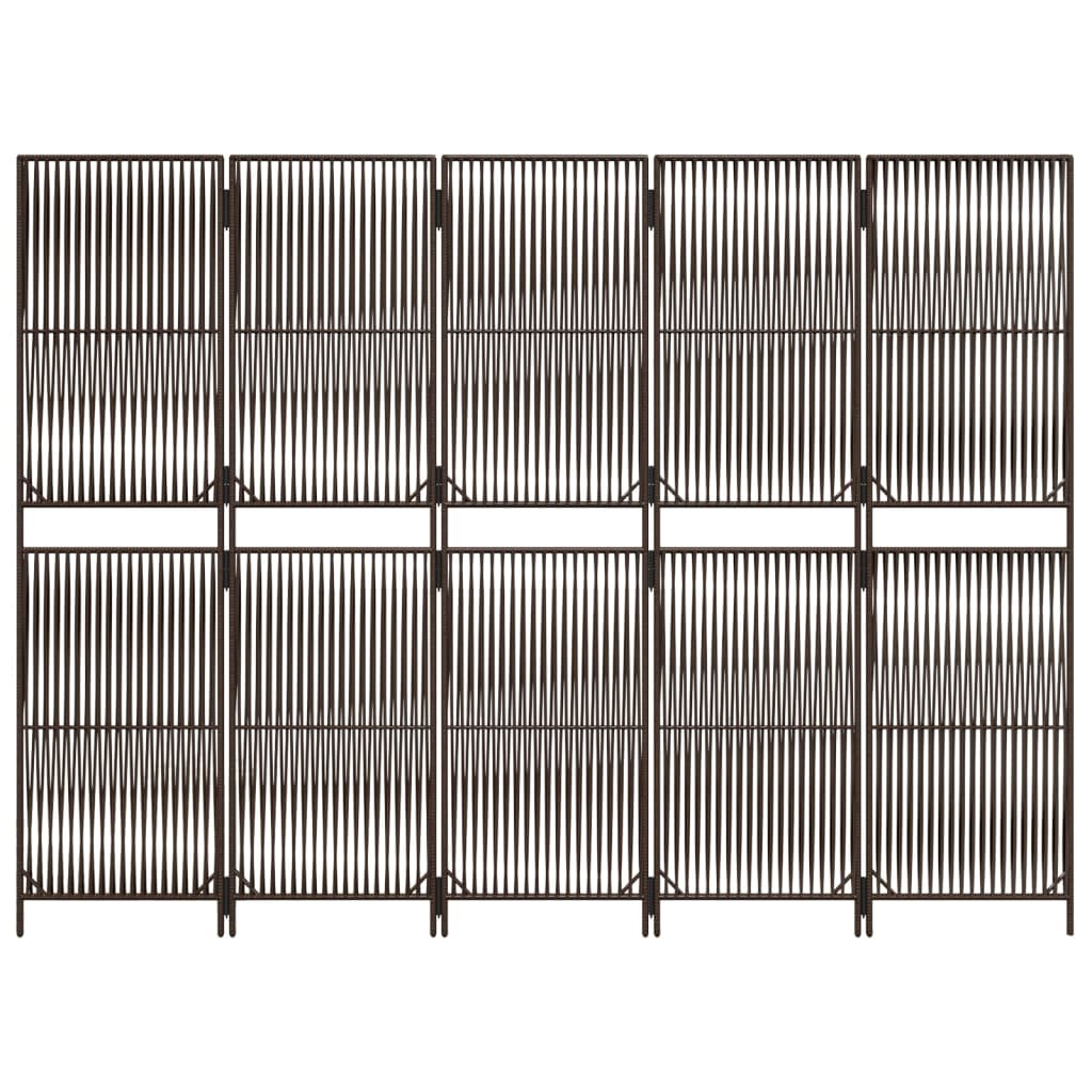 rumdeler 5 paneler polyrattan brun