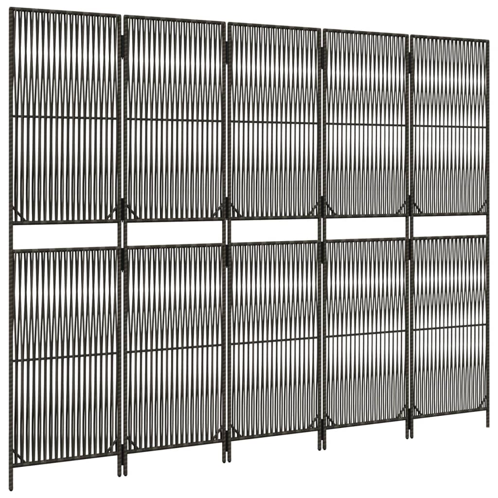 rumdeler 5 paneler polyrattan grå