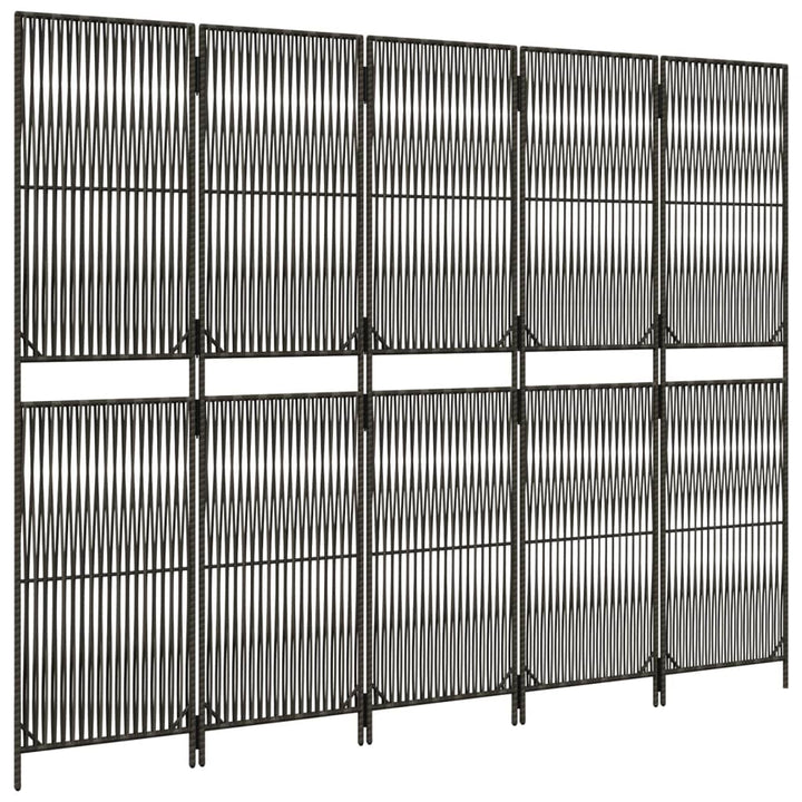 rumdeler 5 paneler polyrattan grå