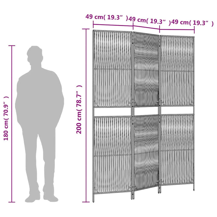 rumdeler 3 paneler polyrattan brun