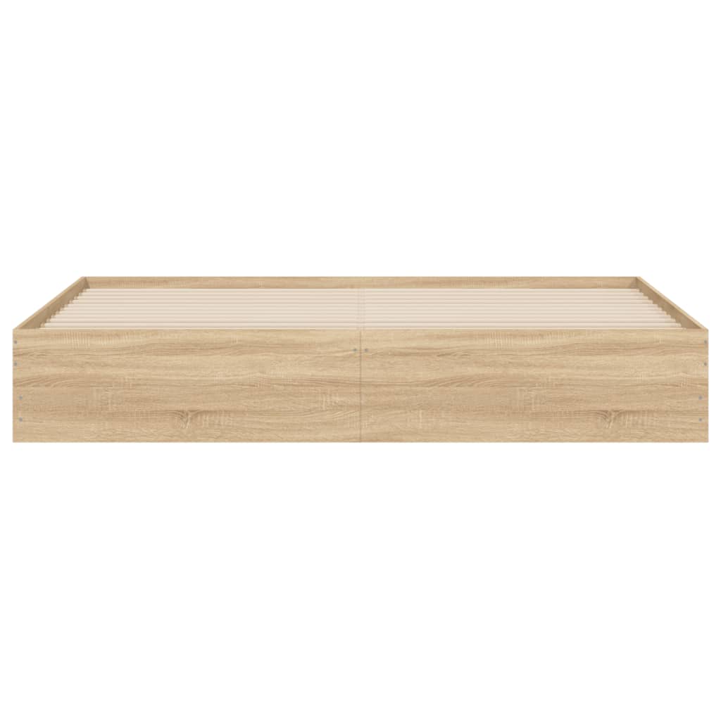 sengeramme med skuffer 200x200 cm konstrueret træ sonoma-eg