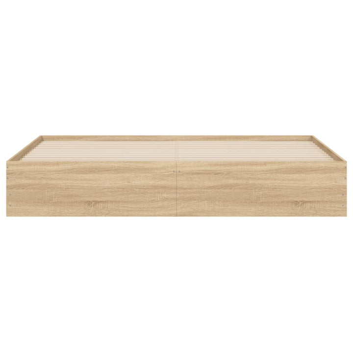 sengeramme med skuffer 200x200 cm konstrueret træ sonoma-eg
