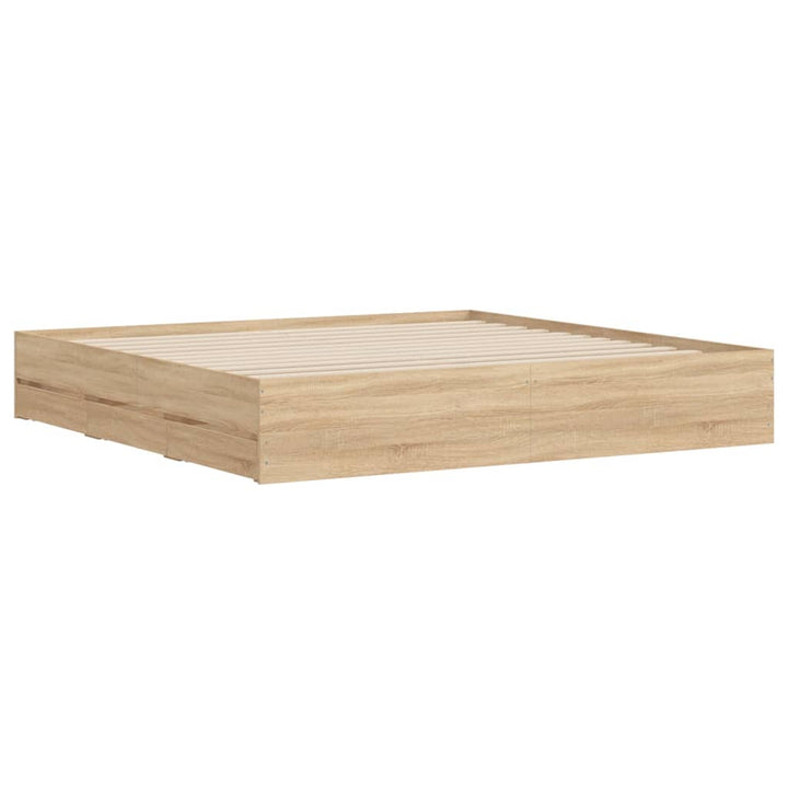 sengeramme med skuffer 180x200 cm konstrueret træ sonoma-eg