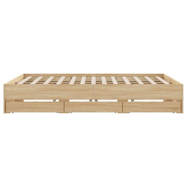 sengeramme med skuffer 160x200 cm konstrueret træ sonoma-eg