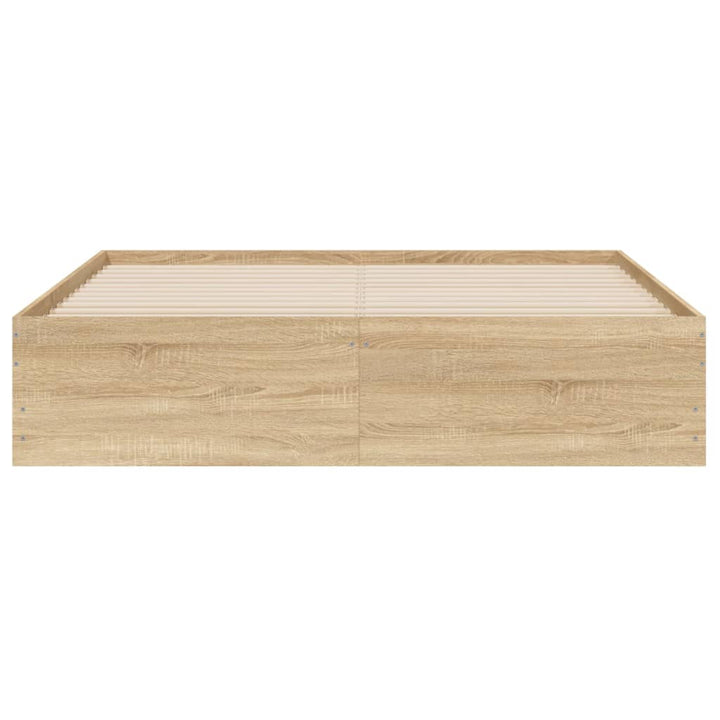 sengeramme med skuffer 150x200 cm konstrueret træ sonoma-eg
