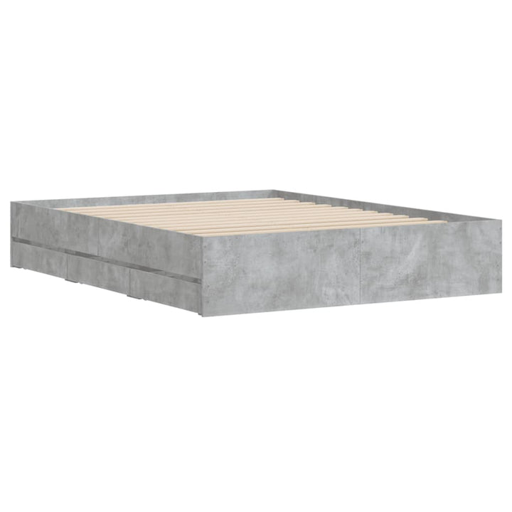 sengeramme med skuffer 150x200 cm konstrueret træ betongrå