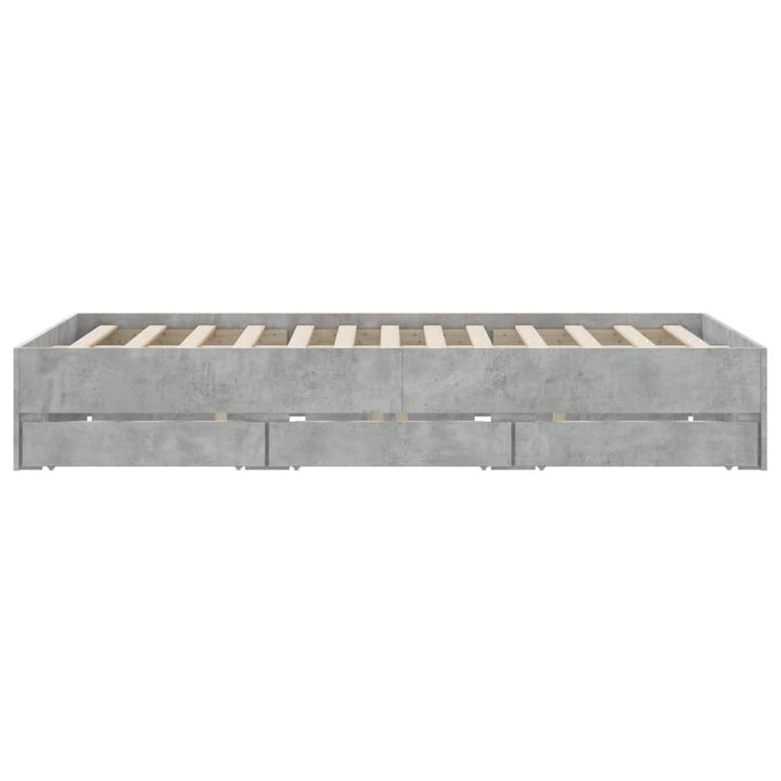 sengeramme med skuffer 150x200 cm konstrueret træ betongrå