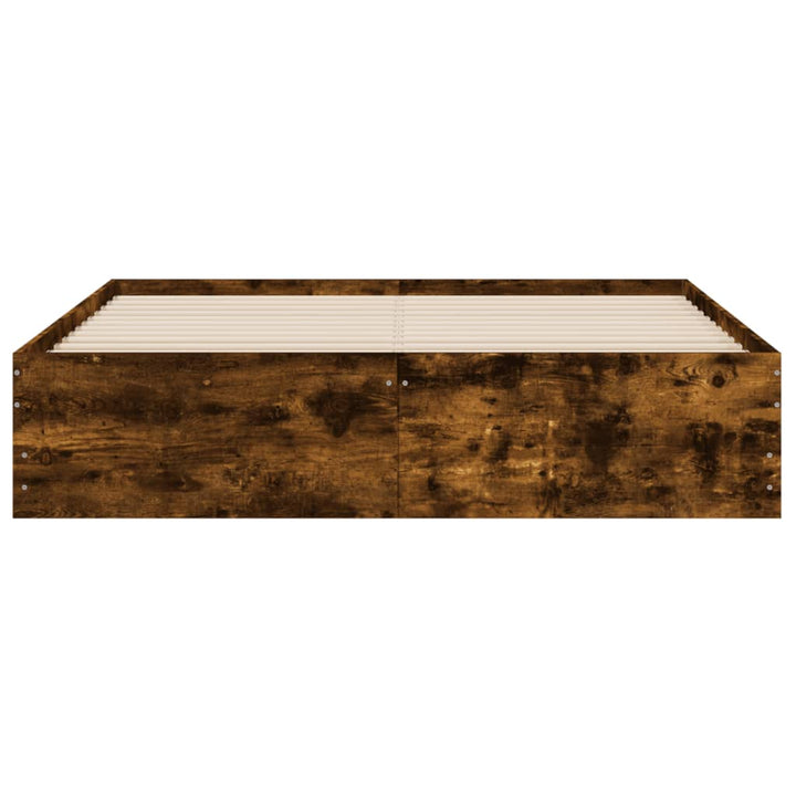 sengeramme med skuffer 150x200 cm konstrueret træ røget eg