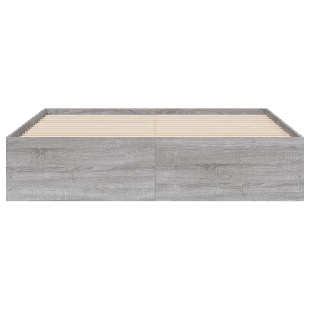 sengeramme med skuffer 150x200 cm konstrueret træ grå sonoma-eg