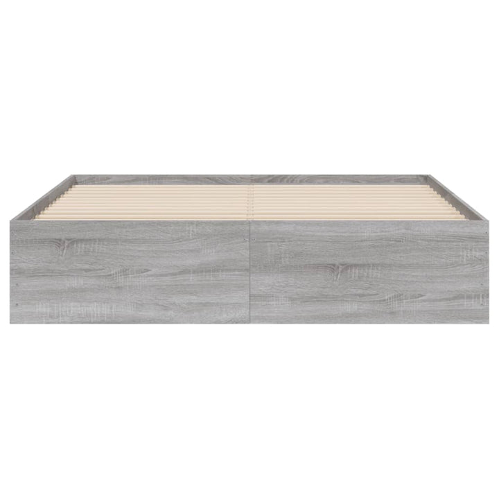 sengeramme med skuffer 150x200 cm konstrueret træ grå sonoma-eg