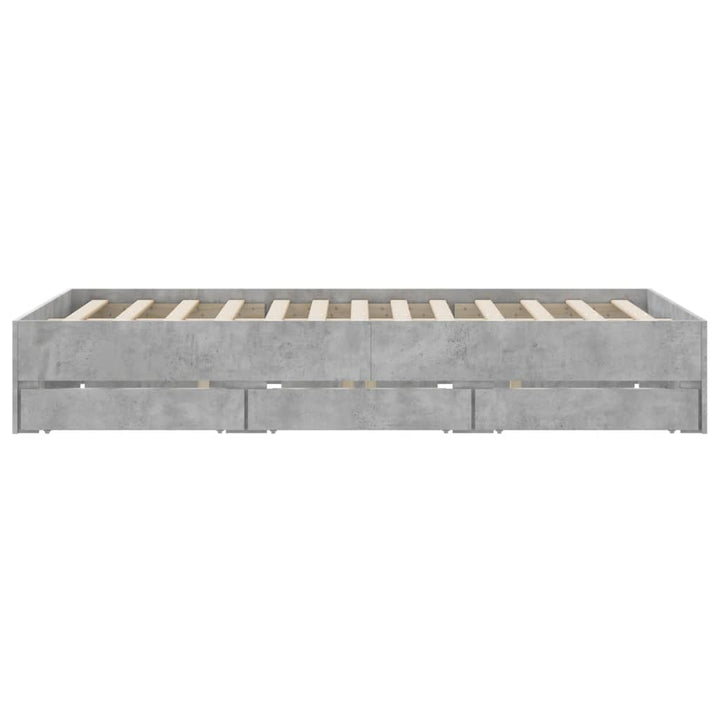 sengeramme med skuffer 140x200 cm konstrueret træ betongrå
