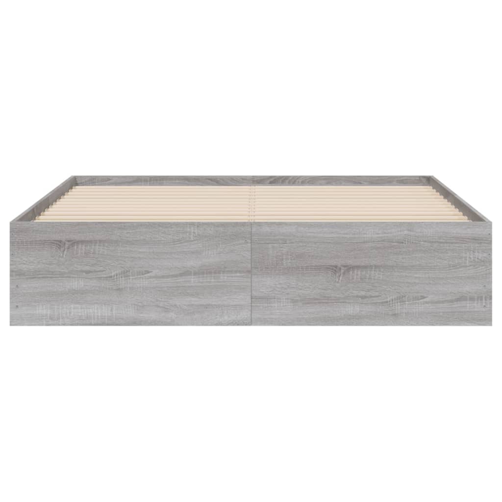 sengeramme med skuffer 140x200 cm konstrueret træ grå sonoma-eg