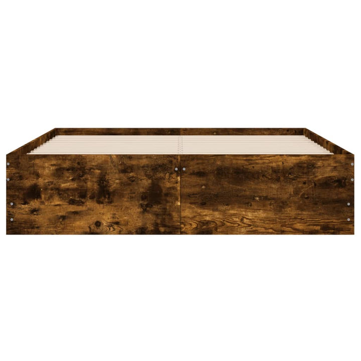 sengeramme med skuffer 120x200 cm konstrueret træ røget eg