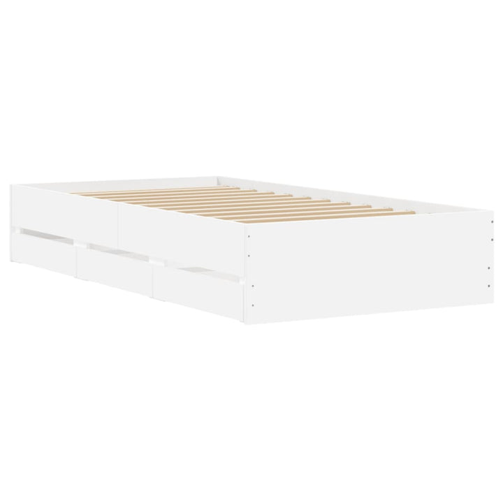 sengeramme med skuffer 100x200 cm konstrueret træ hvid