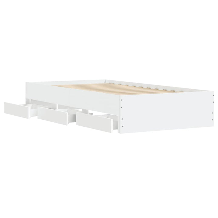 sengeramme med skuffer 100x200 cm konstrueret træ hvid