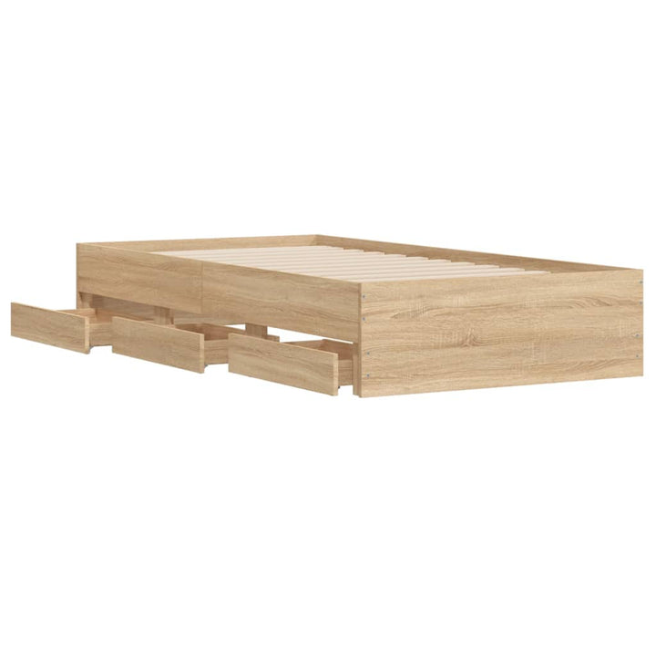 sengeramme med skuffer 100x200 cm konstrueret træ sonoma-eg