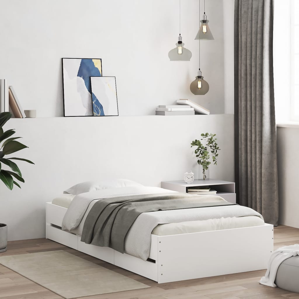 sengeramme 90x200 cm konstrueret træ hvid
