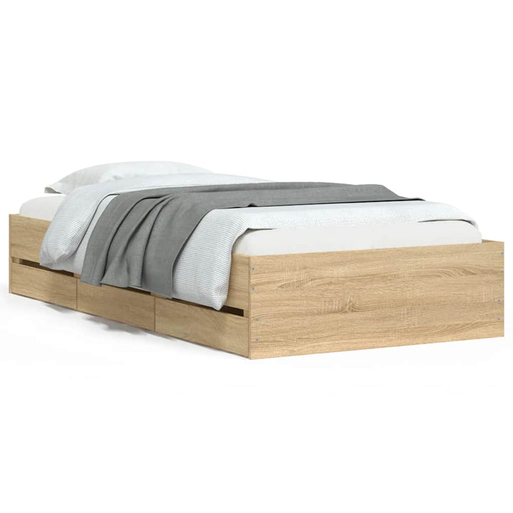 sengeramme med skuffer 90x200 cm konstrueret træ sonoma-eg