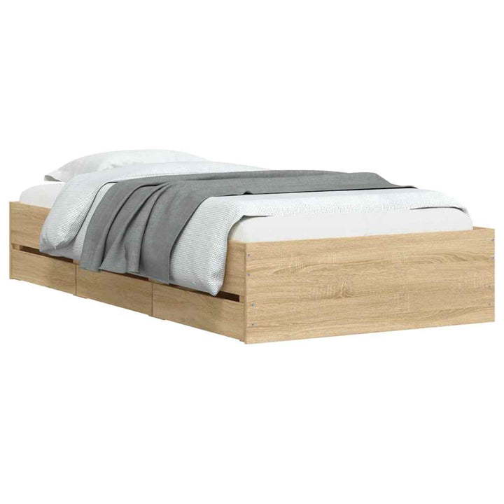 sengeramme med skuffer 90x200 cm konstrueret træ sonoma-eg