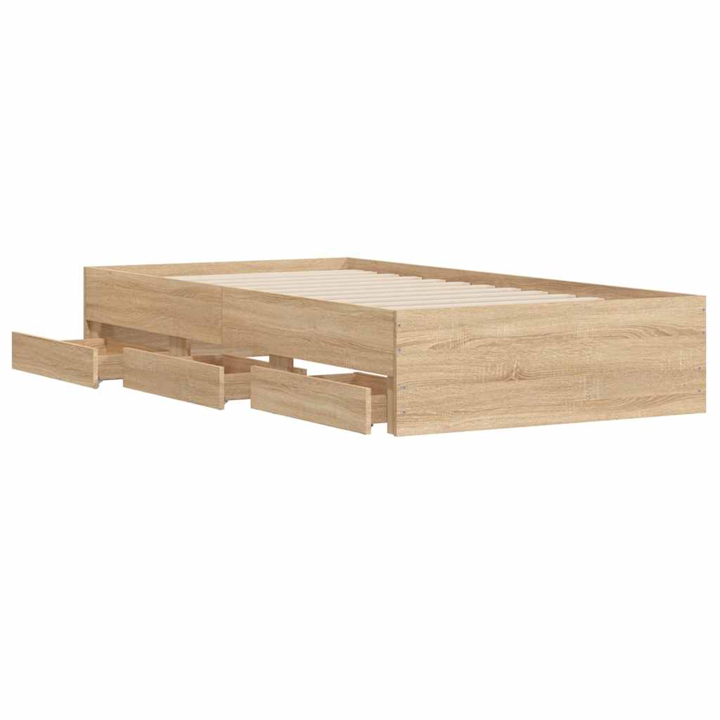 sengeramme med skuffer 90x200 cm konstrueret træ sonoma-eg