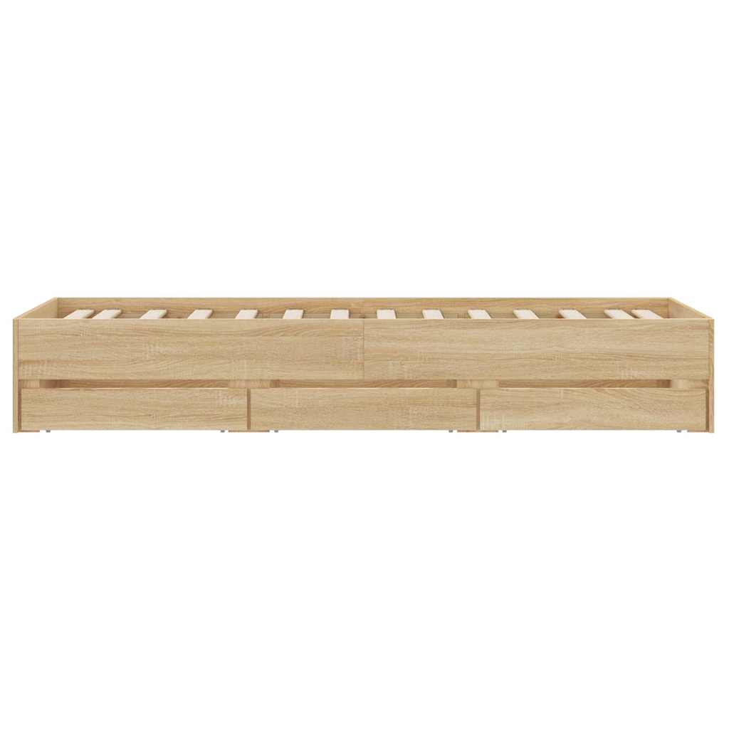 sengeramme med skuffer 90x200 cm konstrueret træ sonoma-eg