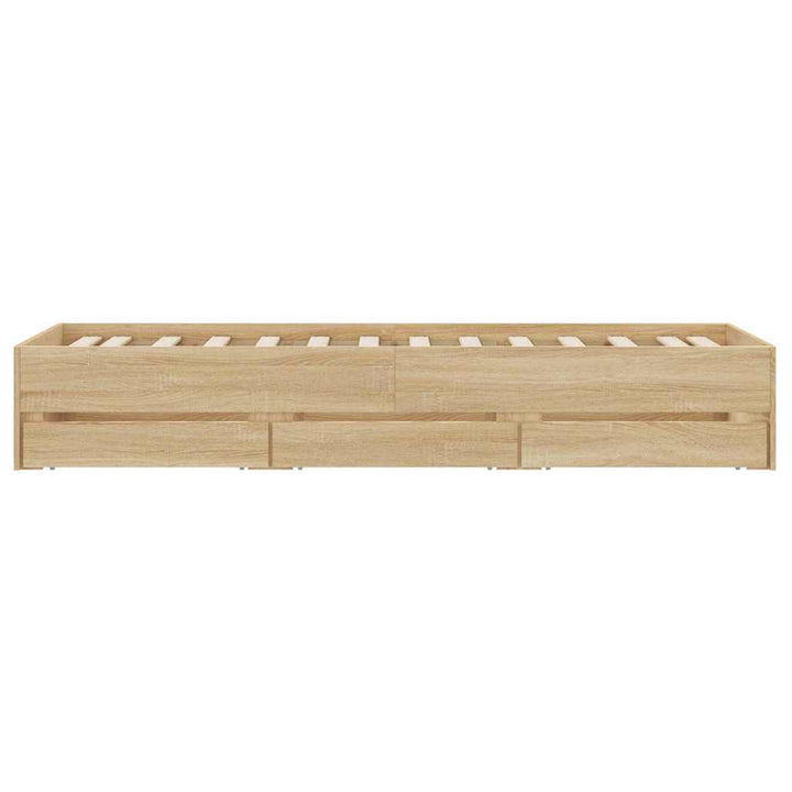 sengeramme med skuffer 90x200 cm konstrueret træ sonoma-eg