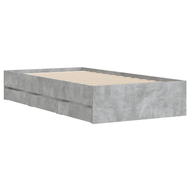 sengeramme med skuffer 90x200 cm konstrueret træ betongrå