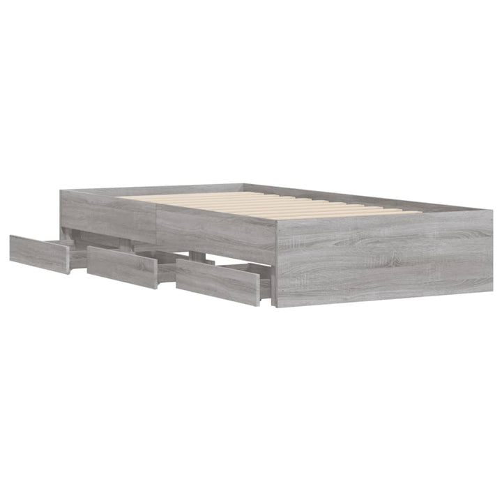 sengeramme med skuffer 90x200 cm konstrueret træ grå sonoma-eg