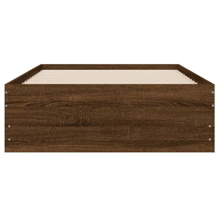 sengeramme med skuffer 90x200 cm konstrueret træ brunt egetræ