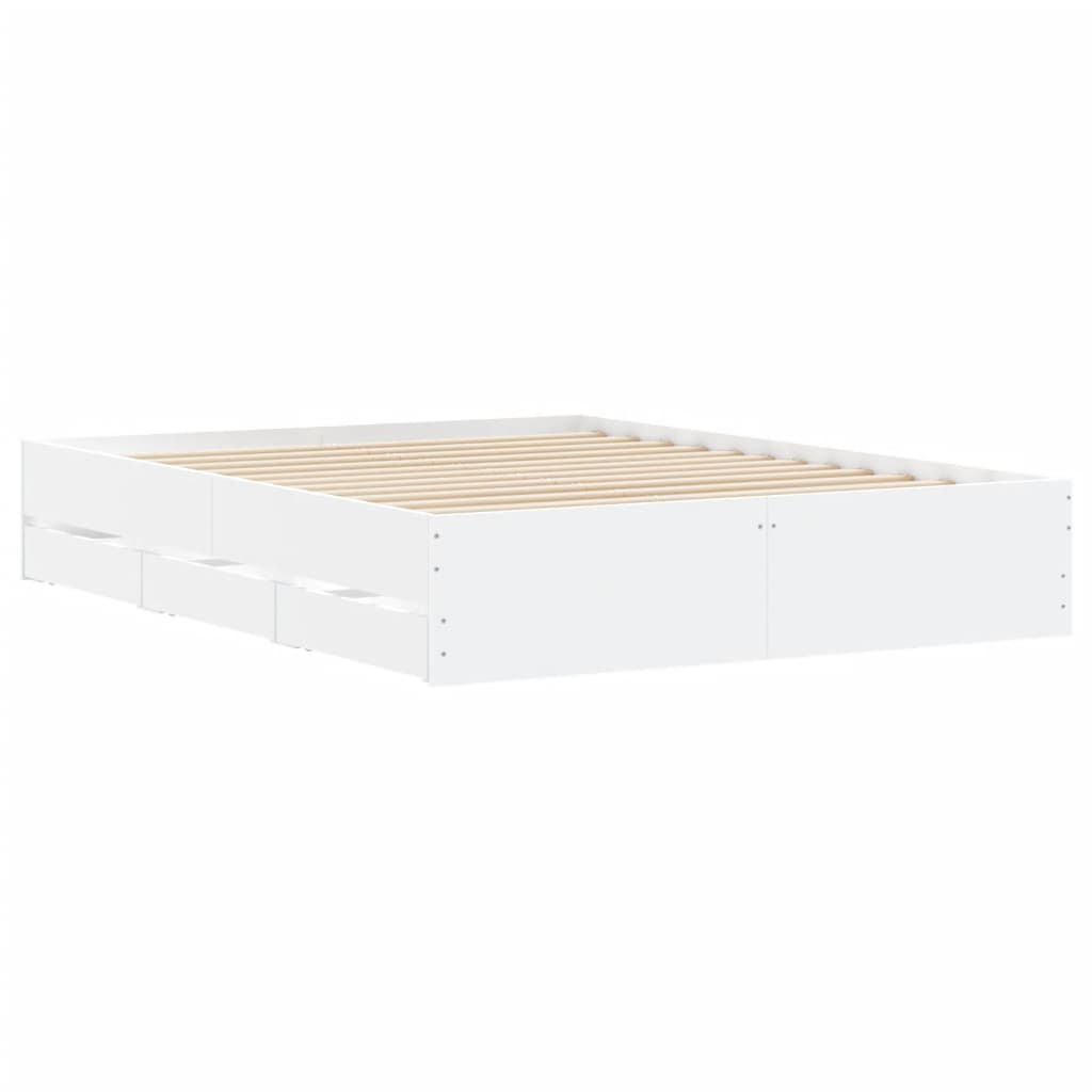 sengeramme med skuffer 140x190 cm konstrueret træ hvid