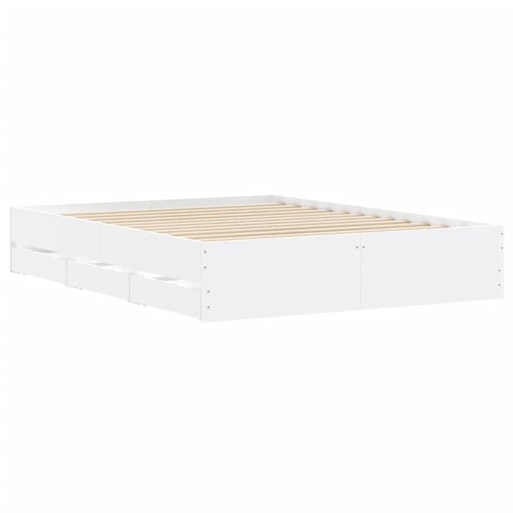 sengeramme med skuffer 140x190 cm konstrueret træ hvid