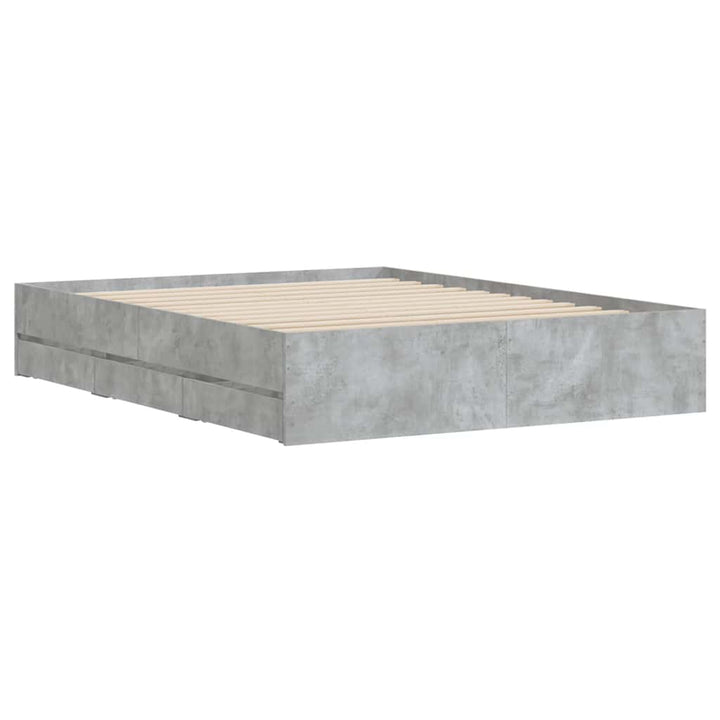 sengeramme med skuffer 140x190 cm konstrueret træ betongrå
