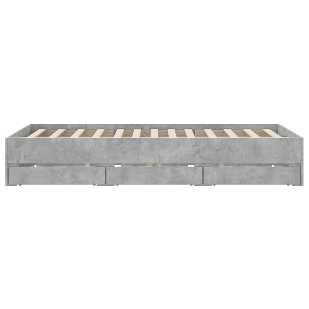 sengeramme med skuffer 140x190 cm konstrueret træ betongrå
