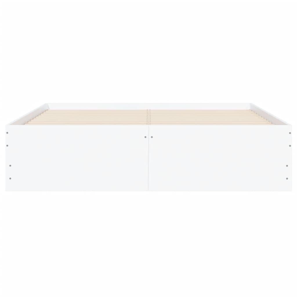 sengeramme med skuffer 135x190 cm konstrueret træ hvid højglans