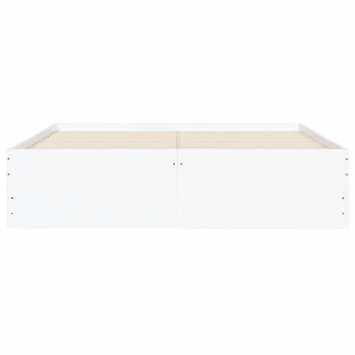 sengeramme med skuffer 135x190 cm konstrueret træ hvid højglans