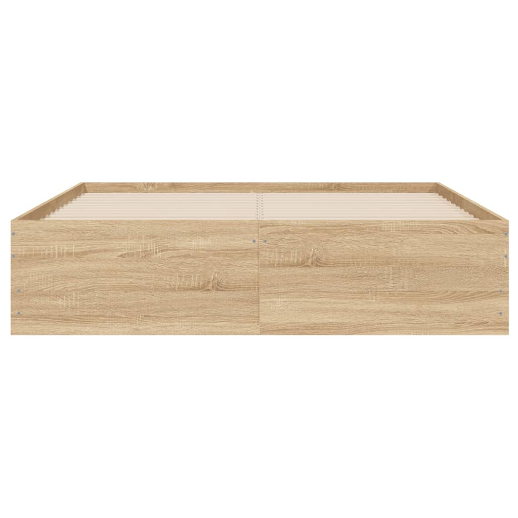 sengeramme med skuffer 135x190 cm konstrueret træ sonoma-eg