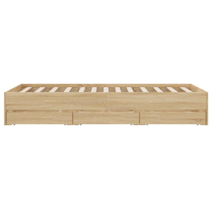 sengeramme med skuffer 135x190 cm konstrueret træ sonoma-eg