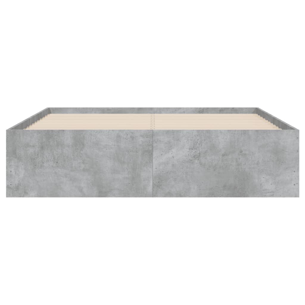 sengeramme med skuffer 135x190 cm konstrueret træ betongrå