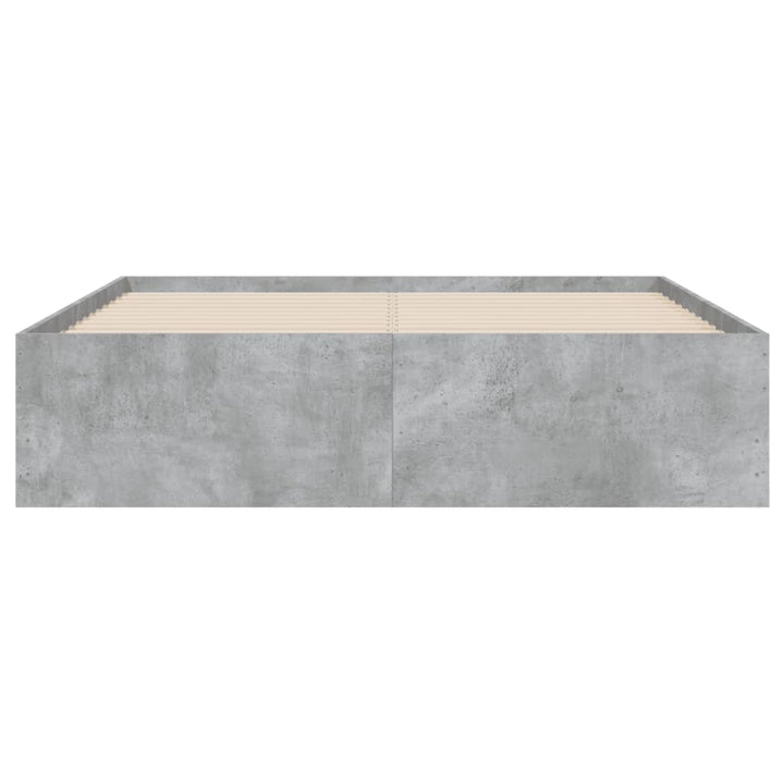 sengeramme med skuffer 135x190 cm konstrueret træ betongrå