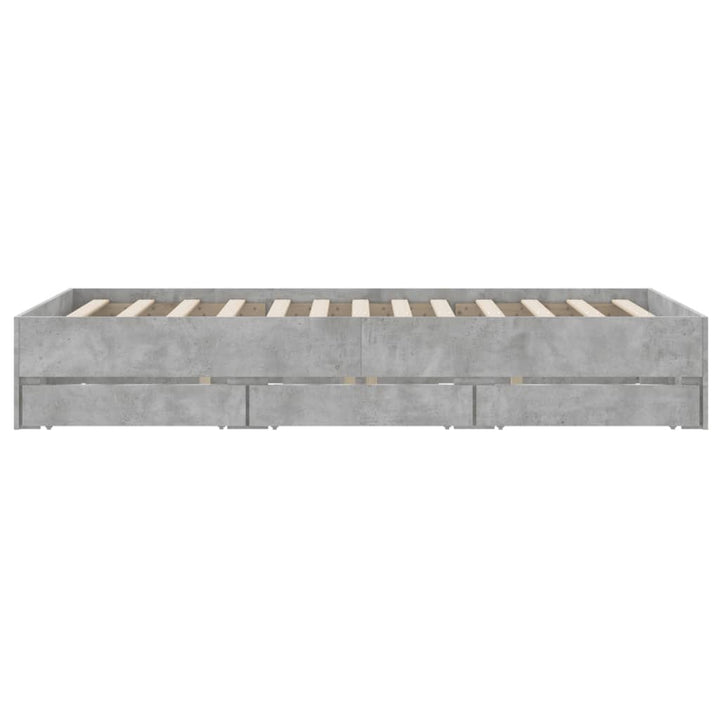 sengeramme med skuffer 135x190 cm konstrueret træ betongrå