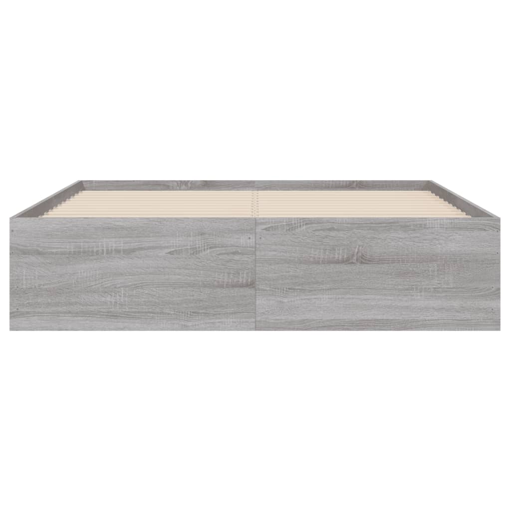 sengeramme med skuffer 135x190 cm konstrueret træ grå sonoma-eg