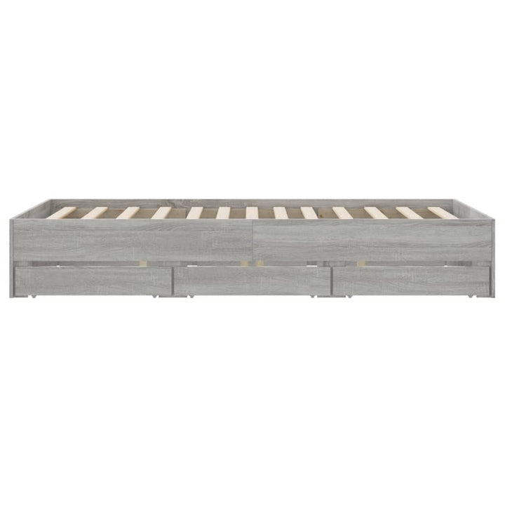 sengeramme med skuffer 135x190 cm konstrueret træ grå sonoma-eg