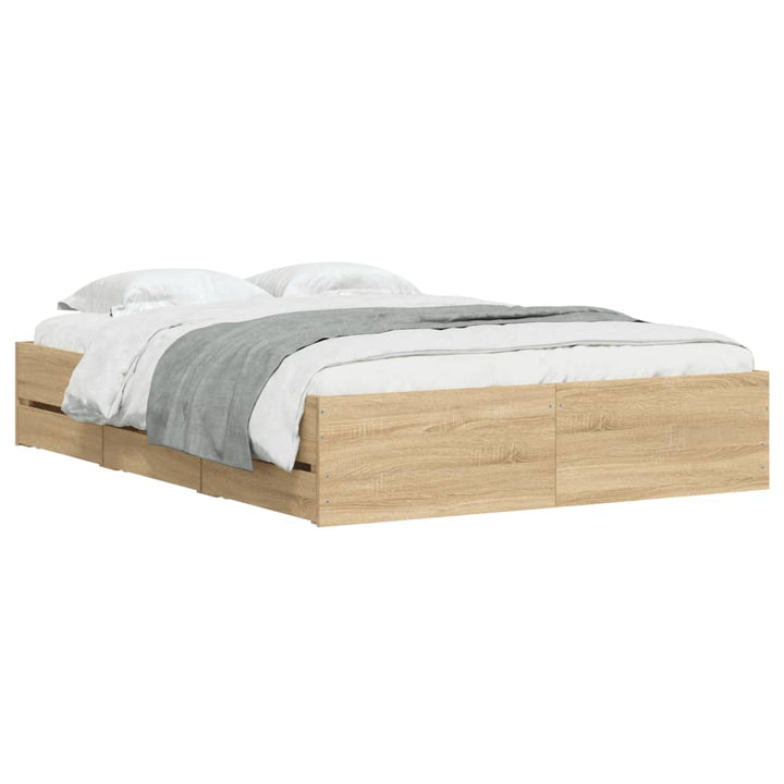 sengeramme med skuffer 120x190 cm konstrueret træ sonoma-eg