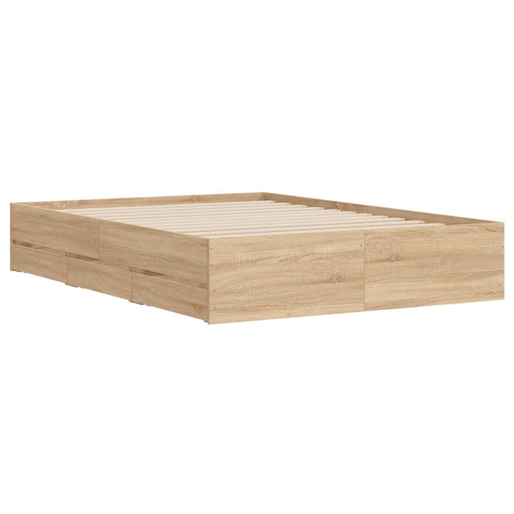 sengeramme med skuffer 120x190 cm konstrueret træ sonoma-eg