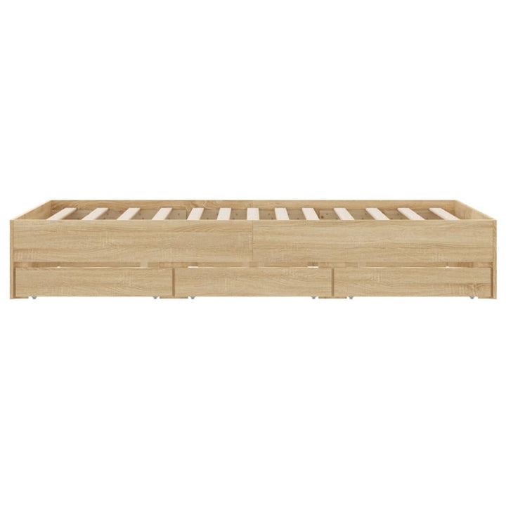sengeramme med skuffer 120x190 cm konstrueret træ sonoma-eg
