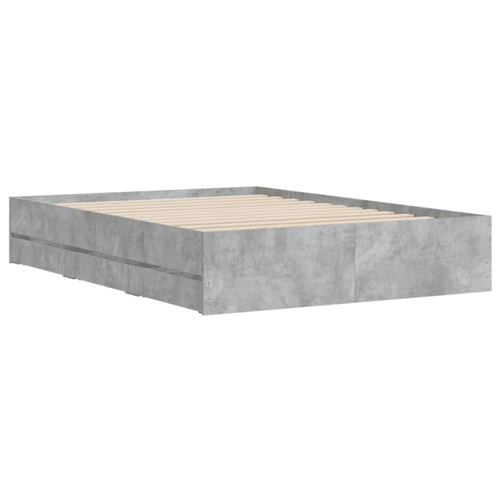 sengeramme med skuffer 120x190 cm konstrueret træ betongrå