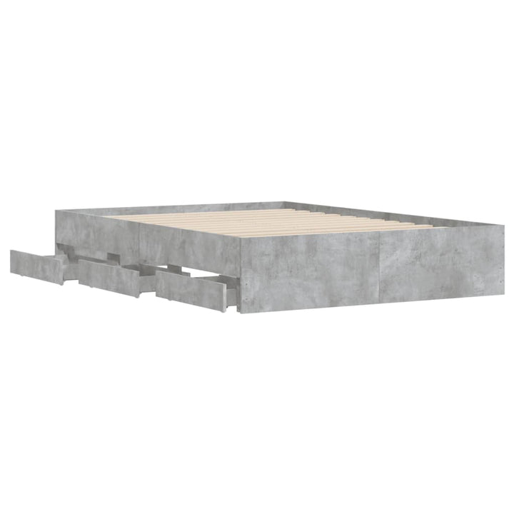 sengeramme med skuffer 120x190 cm konstrueret træ betongrå